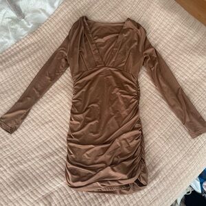 Brown Long Sleeve Dress